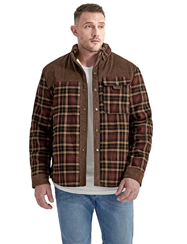 Haellun Men's Long Sleeve Sherpa Lined Shirt Jacket Flannel Plaid Fleece Coats2
