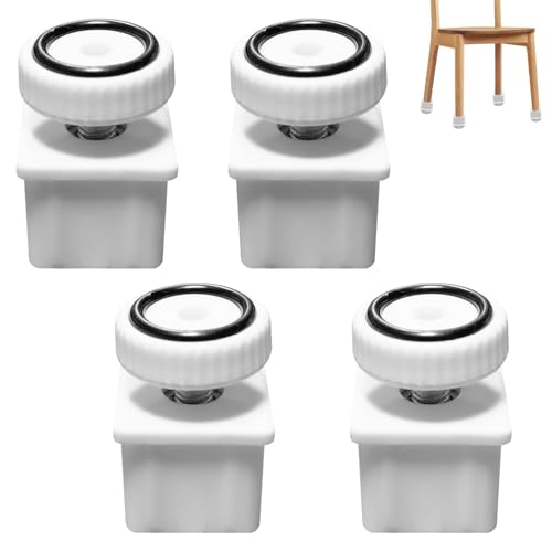 4 Pezzi Piedini Regolabili per Mobili, Piedini per Mobili in ABS bianco 30 × 30 mm, Piedini per Mobili Regolabili Quadrati con Tappo per Tubo Antiscivolo per Mobili per Armadio, Divano (Bianco)