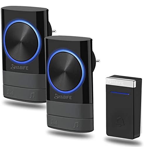 Juego de timbre inalámbrico de Yabife, exterior, resistente al agua, para el hogar, 300 m de alcance, 2 receptores y 1 transmisor, 38 melodías, 3 niveles de volumen, con indicador LED Cover