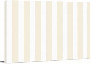 Rullikatlyi Cream Striped Wall Decor for Living Room Bedroom, Modern Farmhouse Cream White Stripes Bathroom Canvas Wall Art Aesthetic Modern, Kitchen Office Wood Oil Painting Pictures Decor 12"x8"