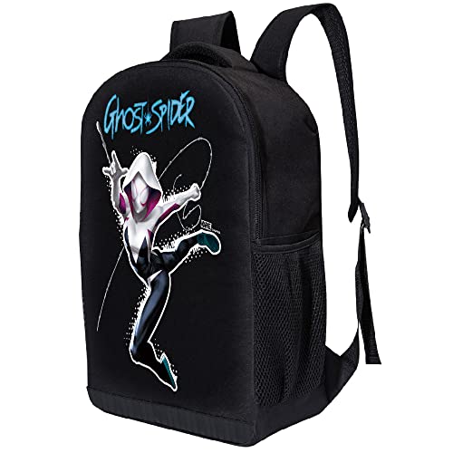 Marvel Spiderman Ghost Spider Backpack for School – Spider Gwen Stacy Black Knapsack 16 inch Mesh Padded Bag (Blue Spider)2