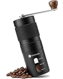 Manual Coffee Grinder with Ceramic Conical Burr - AeroPress Compatible Hand Coffee Mill with Click-Lock Stepless Adjustment | Portable Precision Molino de Cafe for Camping, Home & Travel