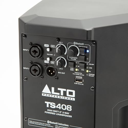 ALTO TS408 2000 Watt 8-Zoll Aktiver PA-Lautsprecher mit 3-Kanal Mixer, Bluetooth Streaming, Drahtloser Lautsprecherkopplung, DSP App