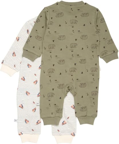 PIPPI Unisex Baby Nightsuit-Zipper (2-Pack) Pajama Set, Deep Lichen Green, 86