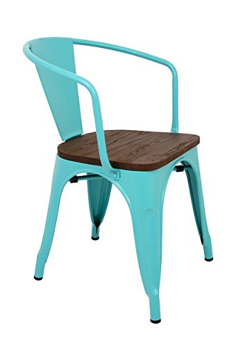 La Silla Española Tólix Silla con Respaldo, Acero Inoxidable, Turquesa, 53.50x52x73 cm