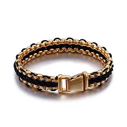 Bracelet cuir tressé homme KnSam 22cm en acier inoxydable de style rock chic