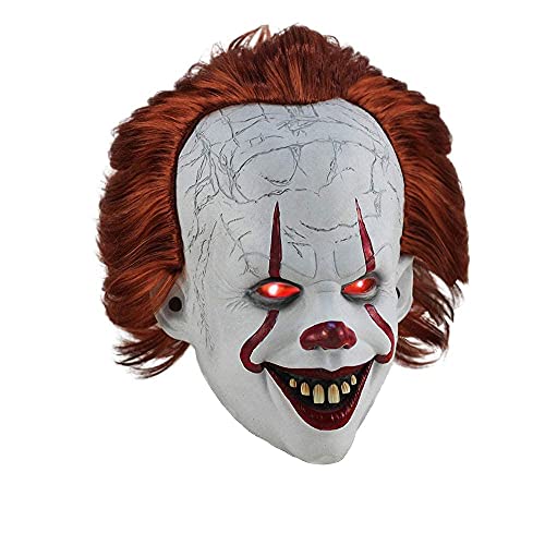 IT mask Creepy Clown Mask, Halloween Costumes Accessory ,Scary Mask Cosplay Decorations,IT Mask Party Decoration Prop.With lights.