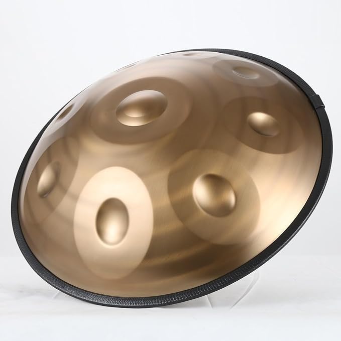 Handpan Drum 440Hz/432Hz 9/10/12 Note Pan Metalowe instrumenty perkusyjne ze stali nierdzewnej, złota spirala (9 nut (432Hz))