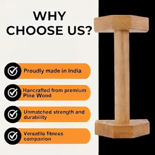 Image of Wooden Push Up Bars with Hand Grip Strengthener, Non-Slip Parallettes for Home Workout, Strength Training, Calisthenics.