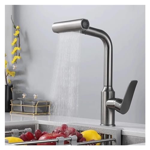 Robinet cascade de cuisine à 4 modes avec pavillon pulvérisateur chrome efficace