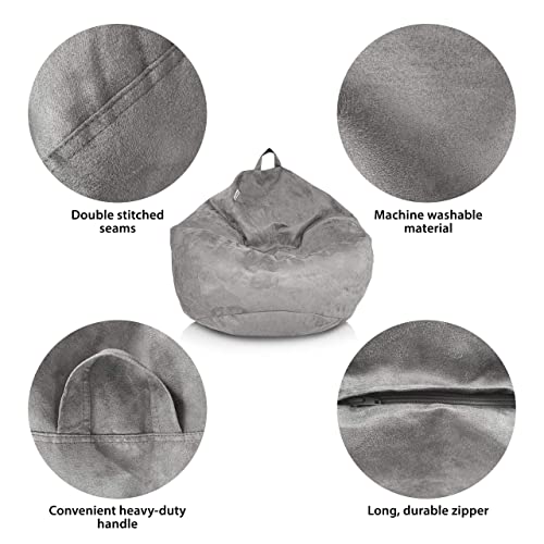 Delmach Bean Bag Chair Cover (No Filler) | Bird's Nest Shape | Adult Size | Microsuede | Stuffed Animal Storage For Kids Or Memory Foam| Double Stitched | Durable Zipper | Soft Premium #TOP2
