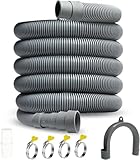 Kit d'extension de tuyau de vidange : le tuyau universel pour machine à laver contient un tuyau de 1,5 m de long, 1 adaptateur d'extension blanc, 4 pinces en acier inoxydable et 1 connecteur de tuyau de vidange.