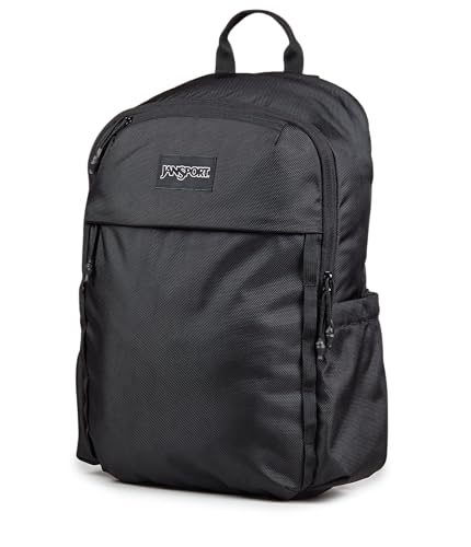 JanSport Venture Daypack – Travel Pack With Large Main Compartment, Padded Laptop Sleeve, Dual Water Bottle Pockets, and Attachment Buckles, Black2