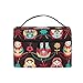 Borsa per trucco per ragazze adolescenti Bambola russa dipinta con borsa per trucco portatile con manico superiore Organizzatore cosmetico per donne e ragazze da viaggio 9x6.2x6.5 pollici