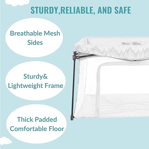 Image of Dream On Me Ziggy Playpen Only, Soft Base, Portable, 43.3in, Dove White