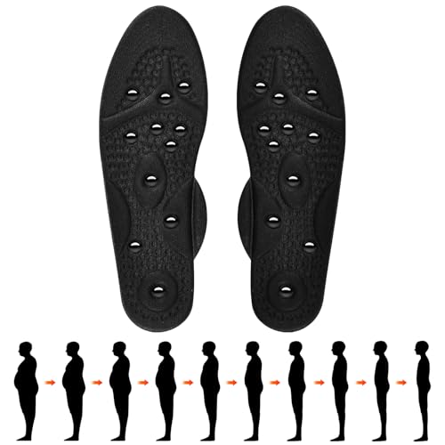 Moorstdel Plantillas,Plantillas Magnéticas de Acupresión Hombres y Mujeres,Plantillas para Esterillas de Acupresión Saludables, Cómodas y Transpirables（Negro, Tallas: 41-48