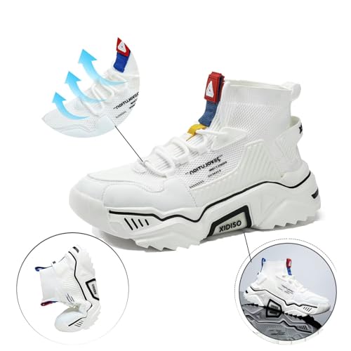 Image of SANNAX Fashion Shoes for Mens High Top Casual Walking Shoes Non Slip Breathable Mesh Lightweight Sneakers
