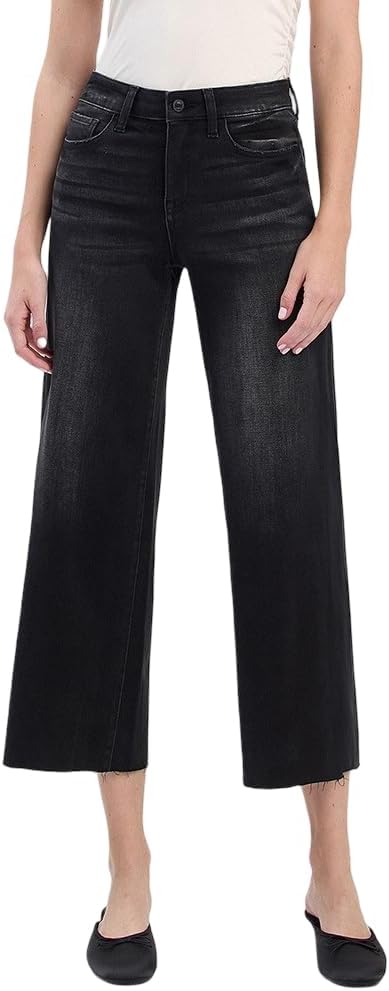 VERVET Women's Aileeah High Rise Slim Wide Leg Jeans