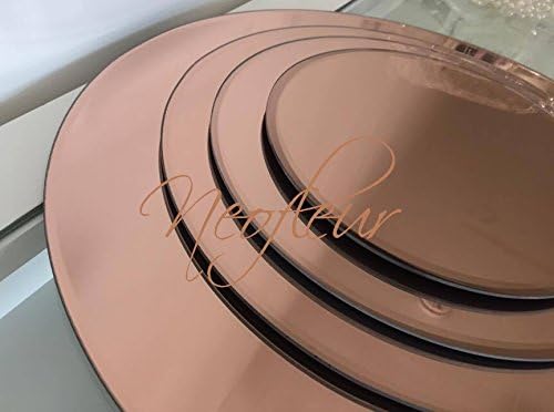 Neofleur Rose Gold Round Glass Mirror Plate Table Decoration Centrepiece Wedding, Xmas display, Pillar Candle Mirrored Plate display stand 20cm, 25cm, 30cm, 40cm. (30cm)