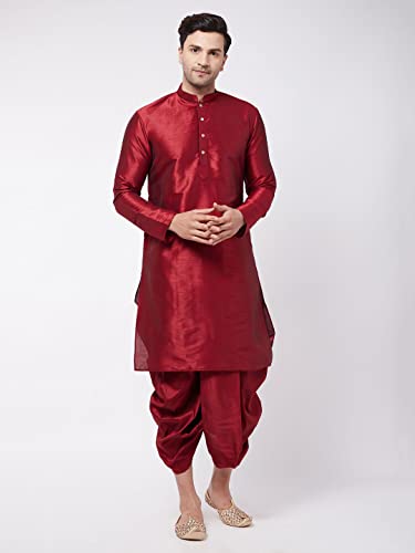 Image of VASTRAMAY Men's Silk Blend Printed Kurta And Dhoti Set Vasmk001Ndtmother