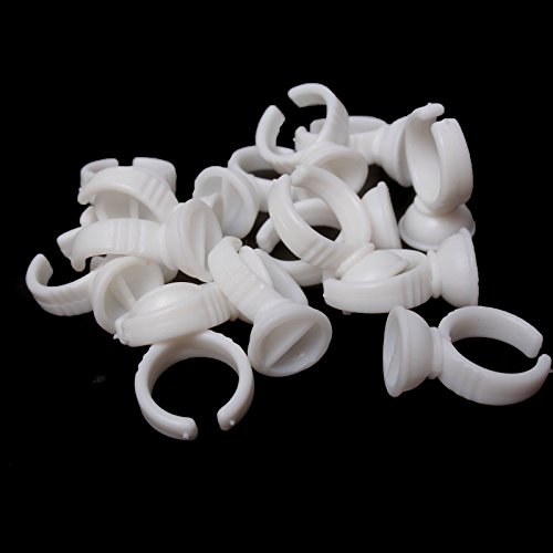 Baisidai 2 Slots 200PCS Disposable Plastic Nail Art Tattoo Glue Holder Eyelash Extension Rings Adhesive Pigment Holders Finger Hand Beauty Tools # 01