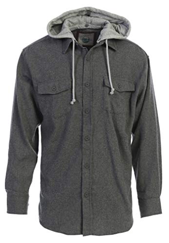 Gioberti Men's Removable Hoodie 100% Cotton Plaid Checkered Flannel Button Down Shirt
