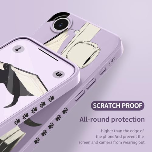 Coque iPhone 16E eviter rayures housse souple fine motif chat violet silicone - 7