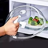 Tampa Protetora para Micro-ondas Transparente com válvula, alça e Resistente a Altas Temperaturas Proteção Anti Respingo de Alimentos