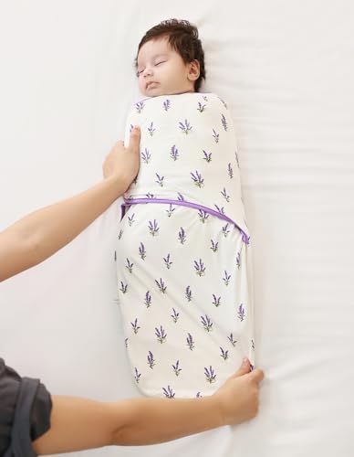 Image of Organic Baby Swaddle Sleep Sacks Newborn Swaddles Blanket Boys Girls Essentials Wearable Wrap, Lavender, 3-6Months