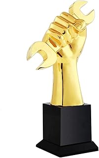 XENITE Golden Trophy Finger Trophy Lamor Gold Prize Wrench Trophy Handmade Championship Trophy A Trophy That Can Be Placarded Sports Competition Prizes (Color : Gold, Size : 9 * 28cm) Trophy