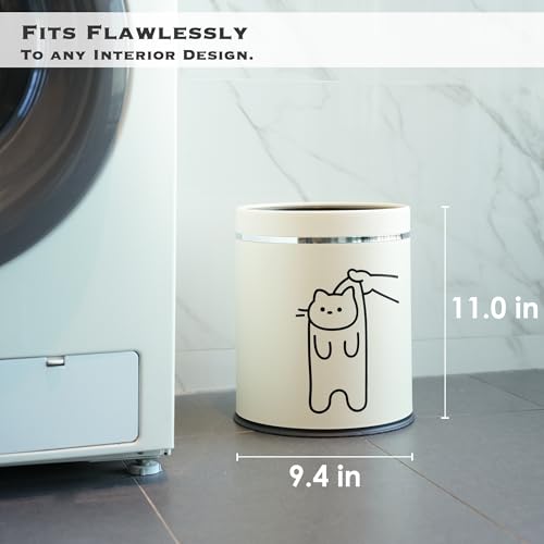 Image of Juju Cat Trash Can Black - Cat Decor Garbage Can - Small Waste Basket for Bedroom - Garbage Bin Trashcan - Wastebasket Dustbin Trash Cans - 3.3 Gallon / 12.5 Liter (Hey)