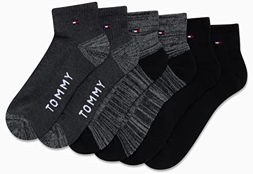 Tommy Hilfiger Men's Athletic Socks - Cushion Quarter Cut Ankle Socks (6 Pack), Size 7-12, Premium Black3