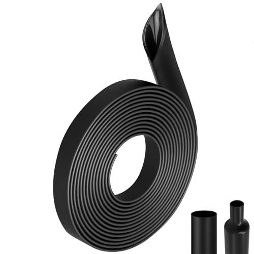 Image of YFLeomry 4:1 Black Heat Shrink Tubing, Diameter 16 mm, 4 m Wire Heat Shrink Sleeve Adhesive Lined For Cable Insulation, Marking, Cable Bundling, Repair
