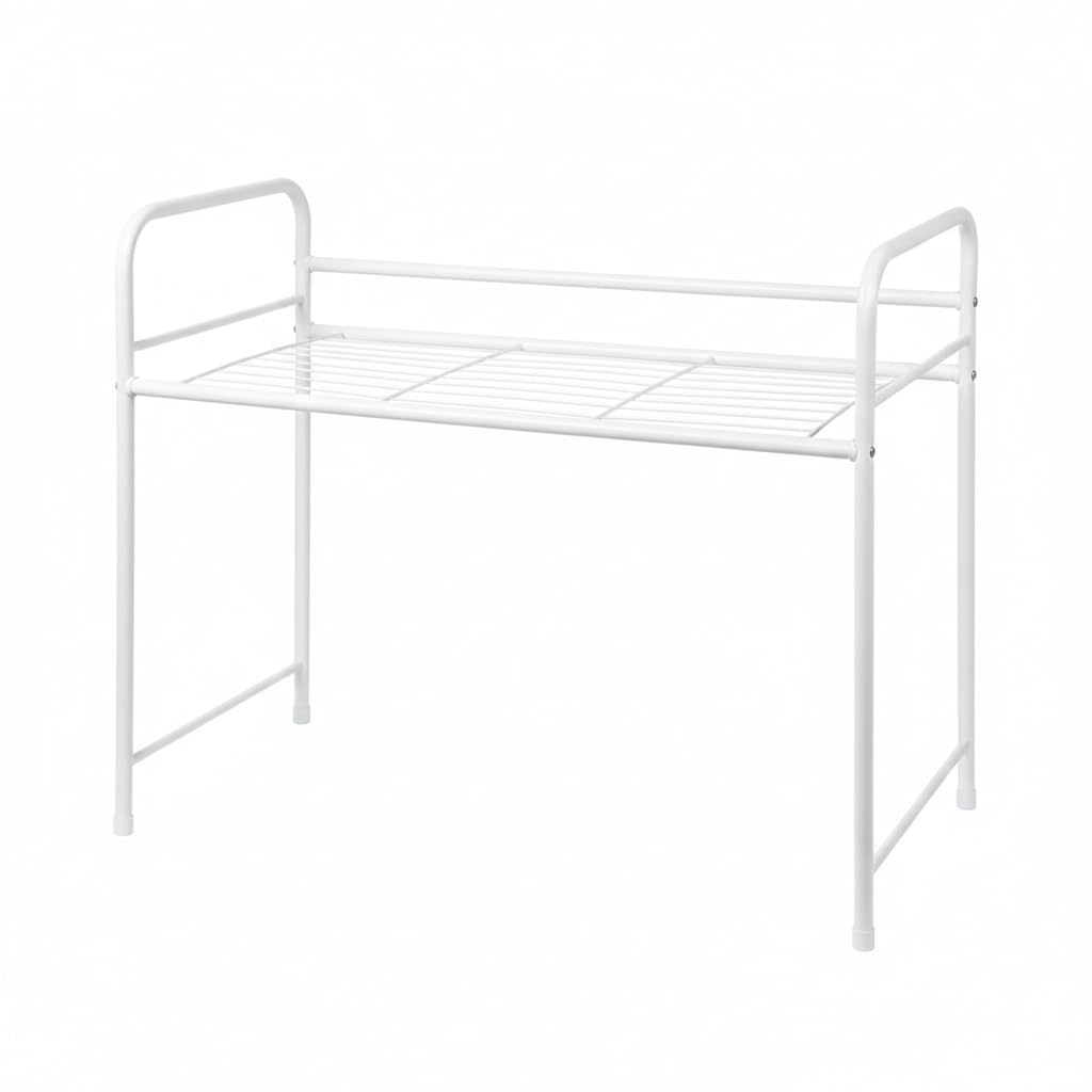 Mensola Salvaspazio da Cucina in Metallo, Ripiano Organizer Sopra Microonde, Verniciata a Polvere, 60x30x50 cm (LxPxH) – Disponibile in Nero e Bianco (Bianco)