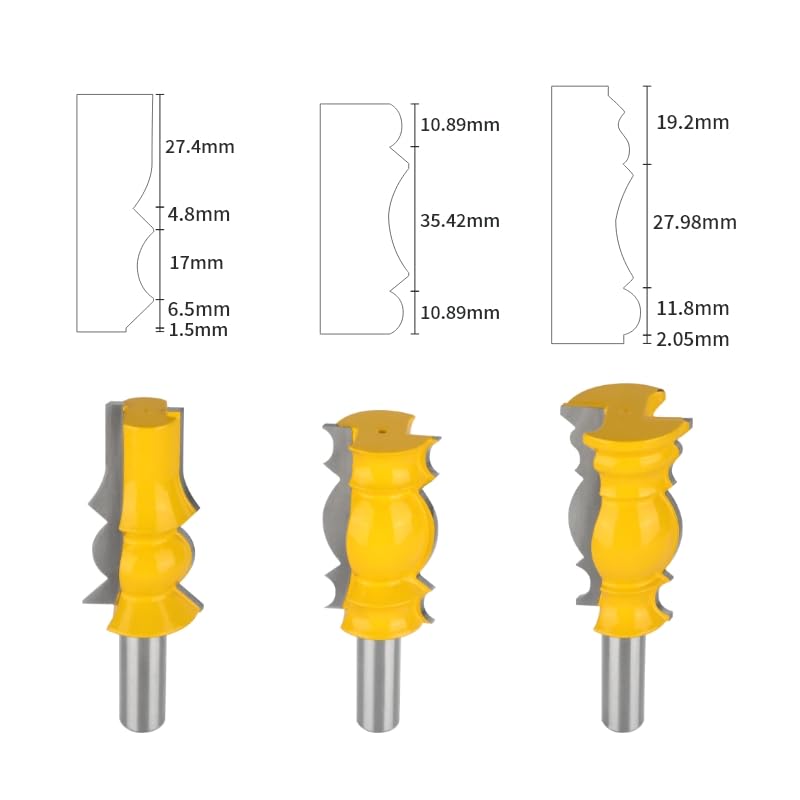 1-3 piezas de broca de moldura de corona, fresa for carpintería, fresa for madera, herramientas de corte de carburo(3pc33mm)