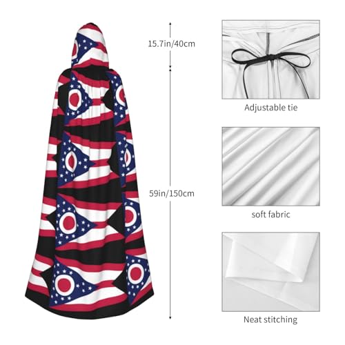 Cape à capuche imprimé drapeau Ohio pour costume de sorcière - 2