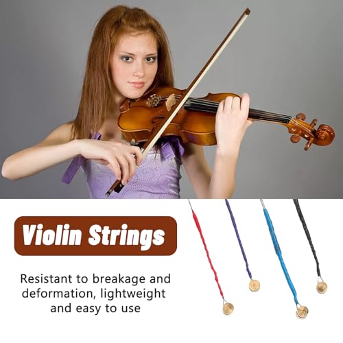 12 Stück Violinsaiten Universal-Satz Geigensaiten (G-D-A-E) mit 3 Geigenstegen, 4/4-Geigensaiten mit Stahlkern, vorgeschnittene klassische Stahlsaiten für Instrumente der Größen 4/4, 3/4, 1/2 und 1/4