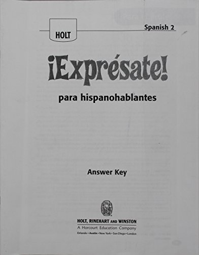 ?Expr?sate!: Expresate Para Hispanoblantes Teacher's Edition with Answer Key Level 2 (English and Spanish Edition)