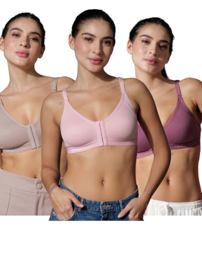 Image of BODYSIZE Cotton Front Open Bra for Women Daily Use | Non-Padded, Non-Wired | Sweat Absorbent Seamless Bra | Full Coverage Regular Wear | Twin Hook Adjuster (Cup Size: B)