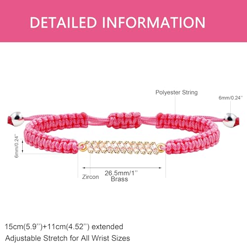 Image of Hand-woven String and Tennis Zircon Bracelet, Stylish Retro Adjustable Bracelet BFF Cubic Zirconia Crystal Women's Love Friendship Jewelry
