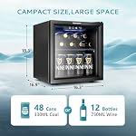 EUHOMY 12 Bouteille 48 Peut Mini Refroidisseur de réfrigérateur, 1.3 Cu.Ft Boissons Réfrigérateur Porte en verre pour vins de soda de bière,Petit réfrigérateur avec étagères réglables et LED Lumière pour bureau, maison, dortoir, bar