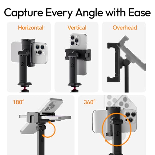 Image of ULANZI Phone Tripod Mount Adapter with Dual Cold Shoes & QR Plate, MA54 Cell Phone Holder for Tripod with 1 /4 inch Screw, Adjustable Smartphone Mount Adapter for iPhone, Android, Selfie Stick, Monopod