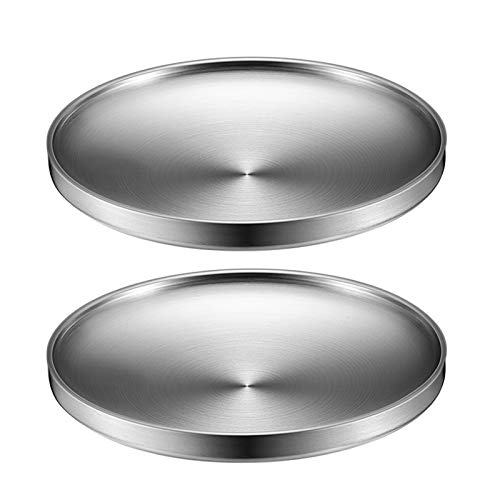 Assiettes Plates En Acier Inoxydable 304 D'isolation Double Couche, Assiette Plate De Camping, Assiettes À Dessert, Services De Table, Vaisselle Et Plats De Service, 2 Pièces / 4 Pièces / 6 Pièces Cover