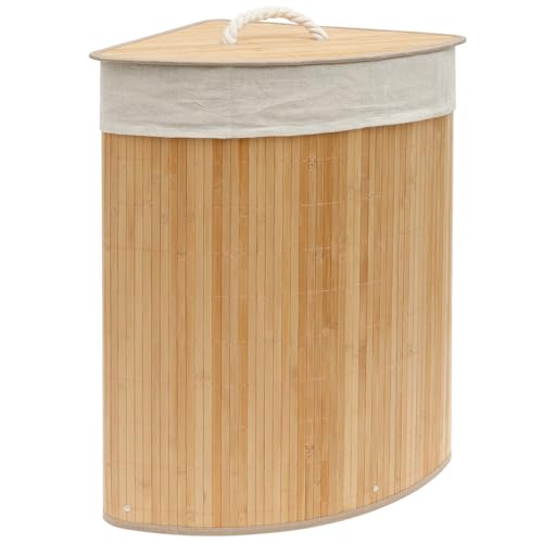Laundry Hamper with Lid Large Capacity Laundry Basket with Inner Bag Foldable Washing Basket Dirty Cloth Baskets Bamboo Washing Cloth Bin for Bedroom Bathroom Home Organization