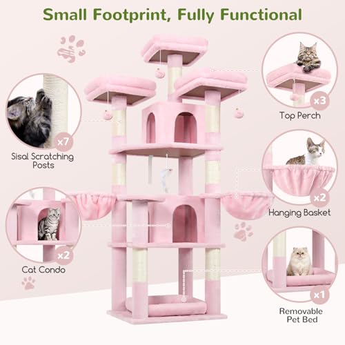 Image of Globlazer Big XL Cat Tower for Indoor Multiple Cats, F68B, Pink