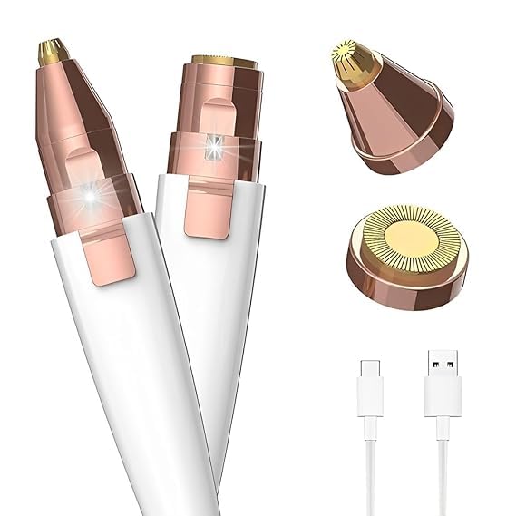 2-in-1 Eyebrow Trimmer for Women Facial Hair Removal Machine Designed for Face Upper Lips Cheek Chin and Nose Hair Gentle Precision Grooming Tool with Built-In Ring Light for Clear Visibility-image-47
