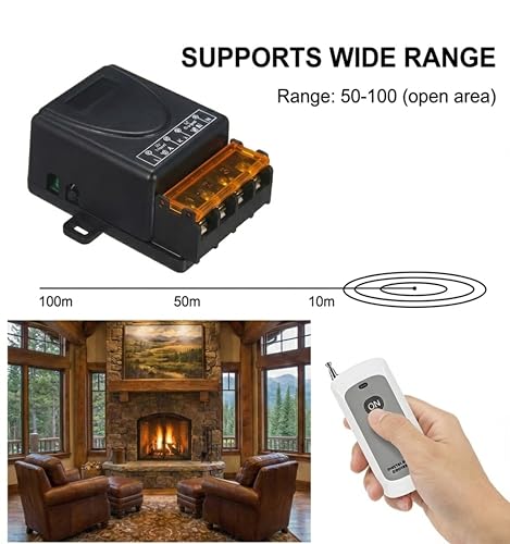 Image of Roboway 433MHz RF Wireless Switch | 1 Channel AC 85-220V Receiver with EV1527 2-Button Remote | Long Range Wireless Light & Fan Control Relay Module | Home Automation Kit (1 Remote and 1 Receiver)