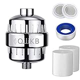 QiliKB 15 Stage Shower Filter for Hard Water - High Output Shower Water Filter to Remove Chlorine and Fluoride - 2 Cartridges Included -Consistent Water Flow Showerhead Filter