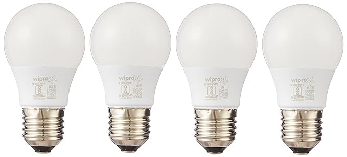 Wipro Garnet 3W LED Bulb for Home & Office |Warm White (2700K) | E27 Base|220 degree Light coverage |4Kv Surge Protection |400V High Voltage Protection |Energy Efficient | Pack of 4