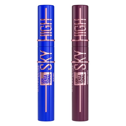 Maybelline New York Pack de máscaras de pestañas Lash Sensational Sky High en Tono Burgundy Haze y Tono Blue Mist